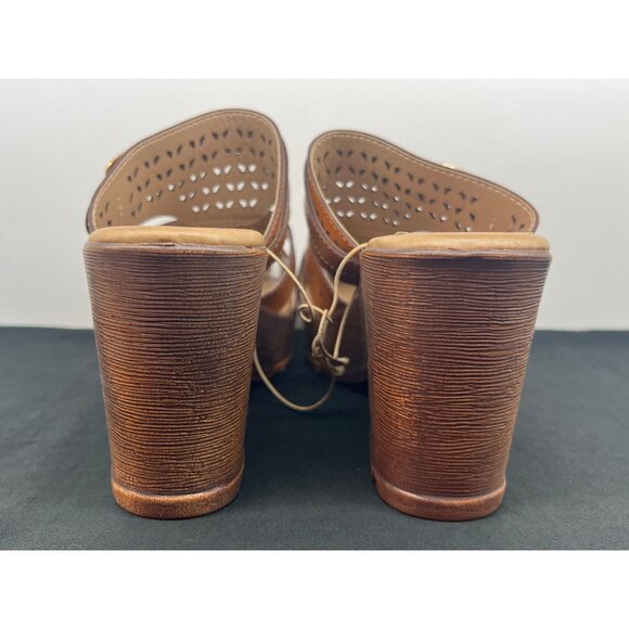 Atalina Womens Tan Cut-Out Platform Wedge Sandals Size 8.5 - Picture 4 of 8